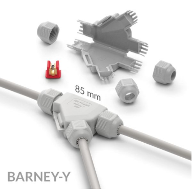 BARNEY-Y קופסת חיבור IP68+ג'ל ואנטיגרונים ל3 כבלים 2X2.5