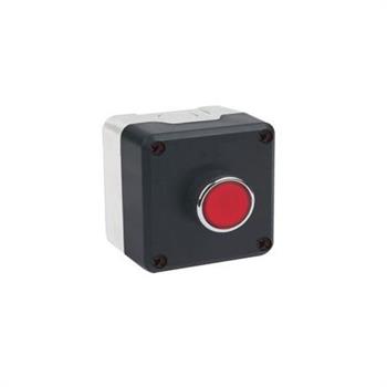קופסא פלסטית 1 מקוםשחור אפור עם לחצן NC אדום דגםP1C400DK