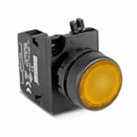 לחצן מואר לד צהוב 1NO דגםCP100DS 10-30V | מק"ט 55086 | EMAS